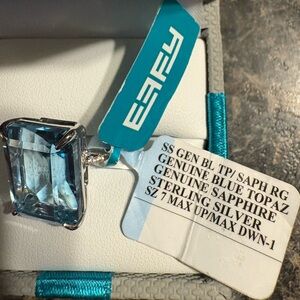 Effy Sterling Silver Ring with Genuine Blue Topaz and genuine 16 Sapphire